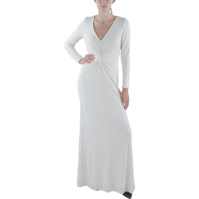 Женское макси-платье Lauren Ralph Lauren цвета слоновой кости во всю длину с закручиванием спереди 2 BHFO 0558