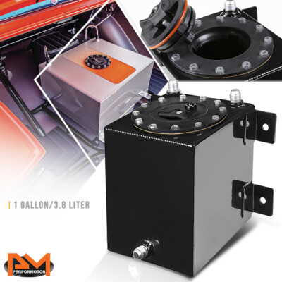 1 Gallon Bottom Feed Lightweight Aluminum Fuel Cell/Gas Tank+Cap Black Coated