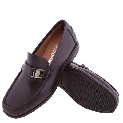 Pre-owned Ferragamo Salvatore  Men's Nilo Leather Loafers, Size 6 Eee In Check Description