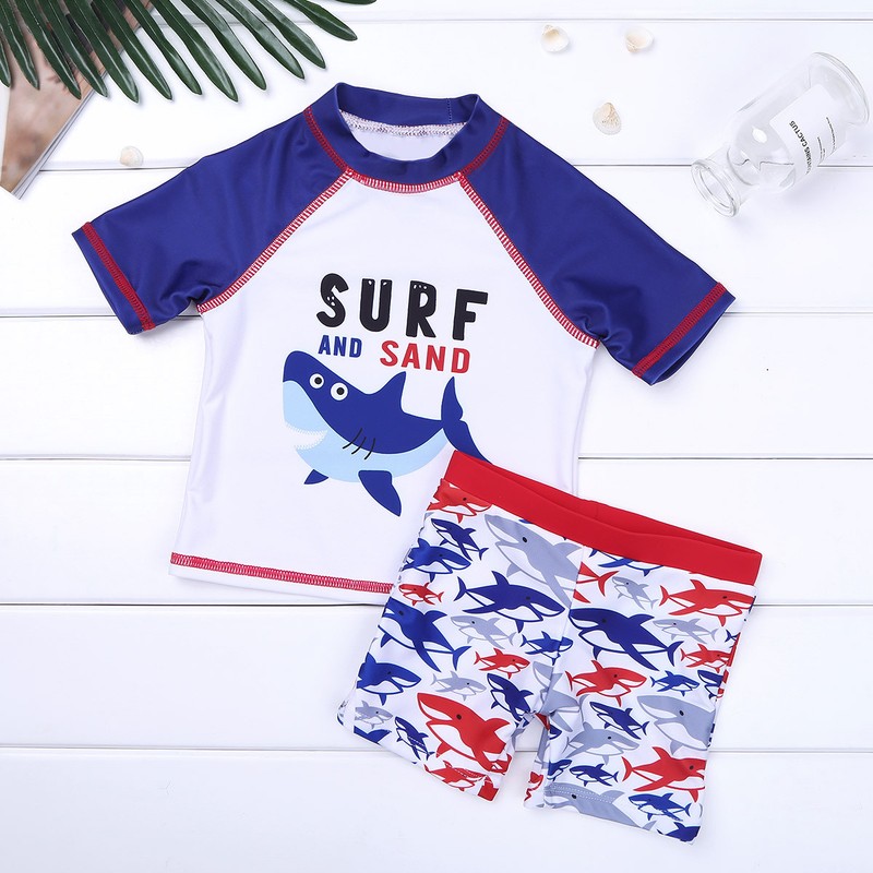 Boys Kids Shark Swimwear UV Sun Protection Rash Guards Surfing Swimsuit