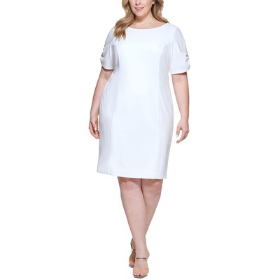 

Женское платье DKNY до колена с текстурой цвета слоновой кости для работы плюс 18 Вт BHFO 4269, Цвет слоновой кости