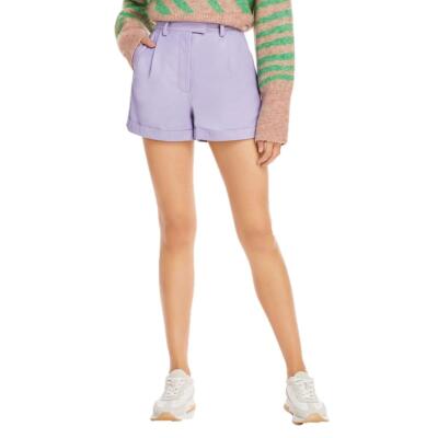 

Фиолетовые кожаные короткие повседневные шорты Remain Womens Paola с высокой посадкой  BHFO 8757, Pastel lilac