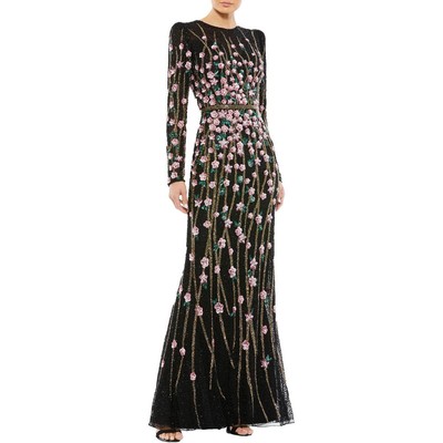 Mac Duggal Womens Black Embellished Formal Evening Dress Gown 8 BHFO 3028