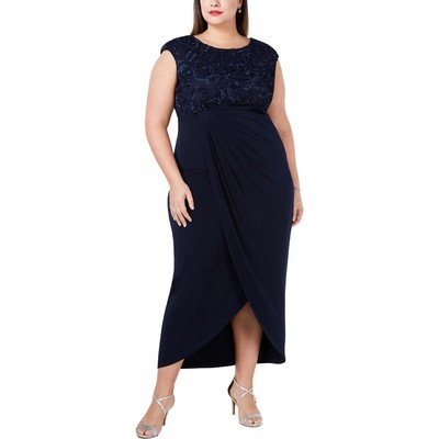 

Женское темно-синее вечернее платье с искусственным запахом Connected Apparel Plus  BHFO 2164, Navy
