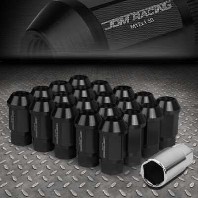 [20шт] Набор алюминиевых колесных гаек M12x1.5 с открытым концом + Удлинительный адаптер черного цвета