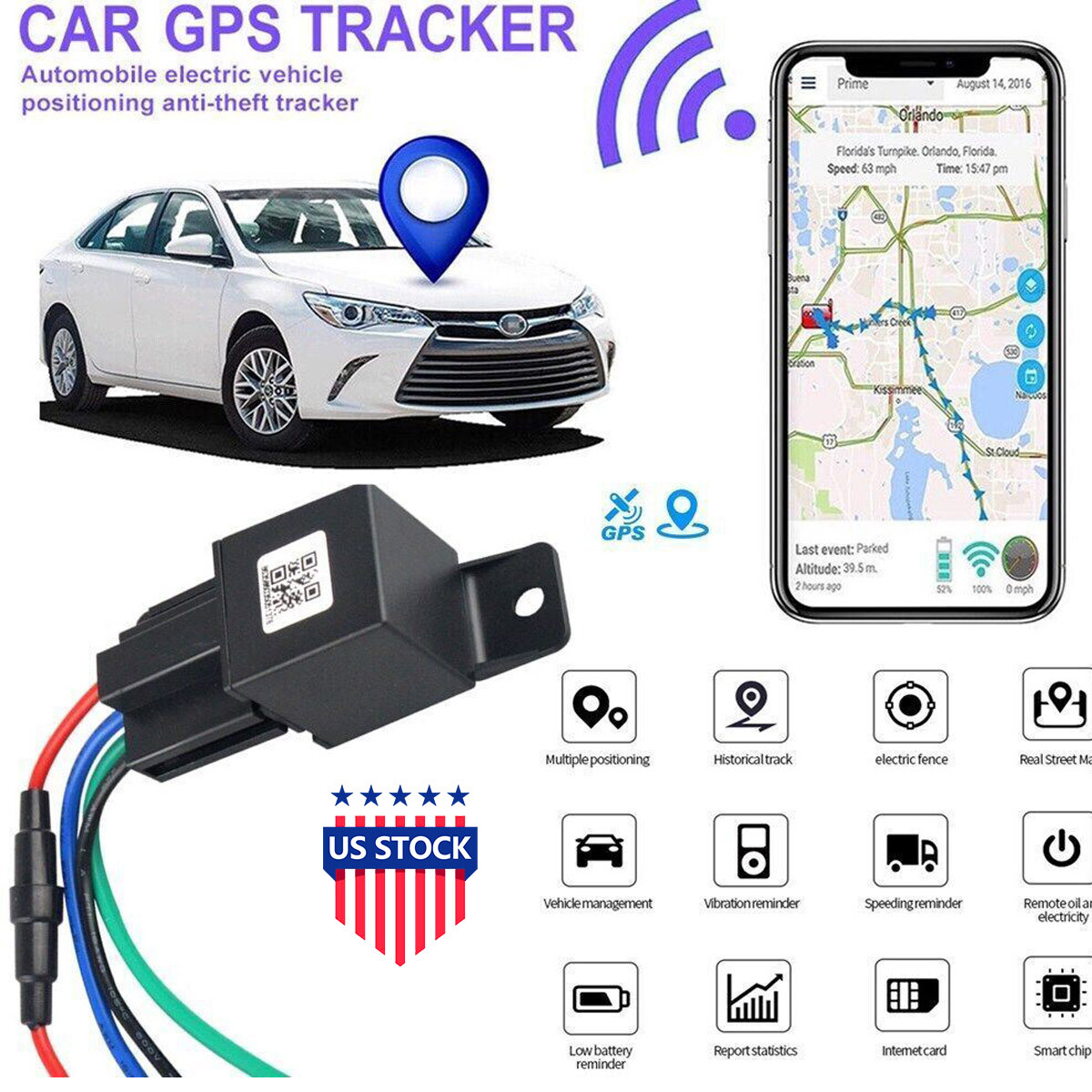 GPS Tracker Real-time Tracking Locator Device GPRS GSM Car/Motorcycle Anti-Theft