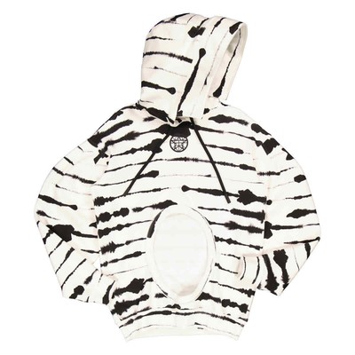 BURBERRY BURBERRY LADIES MONOCHROME CUT-OUT DETAIL WATERCOLOUR PRINT COTTON HOODIE, SIZE