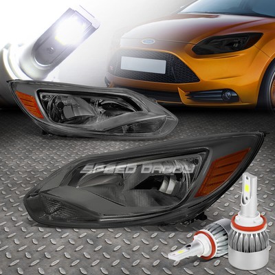 ПАРА ЗАКОПЧЕННЫХ КОРПУСОВ, ЯНТАРНАЯ БОКОВАЯ ФАРА + СВЕТОДИОДНАЯ ЛАМПА 6000K + ВЕНТИЛЯТОР ДЛЯ FORD FOCUS 12-14