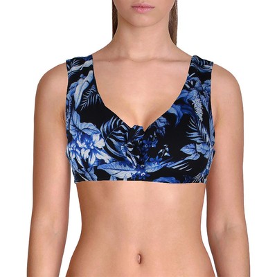 

Tommy Bahama Womens Indigo Garden Tie Front Halter Bikini Swim Top Top BHFO 9681, Черный