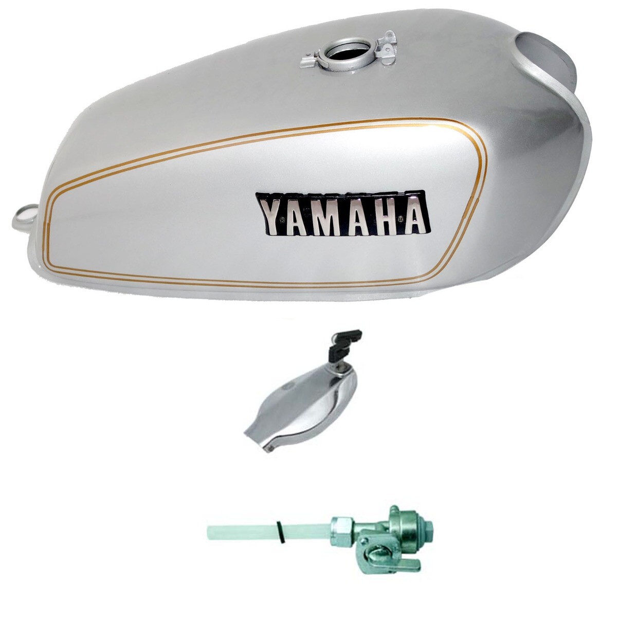 Yamaha Rx100 Rx125 Petrol Fuel Tank With Side Panel Lid Cap Tap  