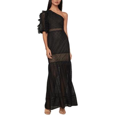 

BCBGMAXAZRIA Женское черное вечернее платье в стиле ампир на одно плечо  BHFO 0015, Черный