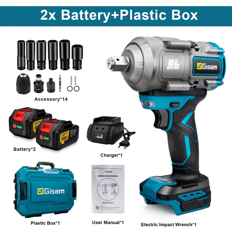 2000N.M Brushless Electric Wrench 1/2 inch Impact Wrench Cordless ScrewdriverWre