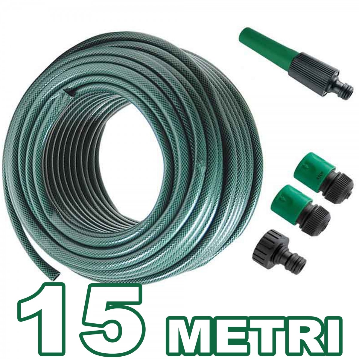 Tubo Irrigazione Annaffia Giardino Piante Lava Pompa Con Accessori 15 metri dfh