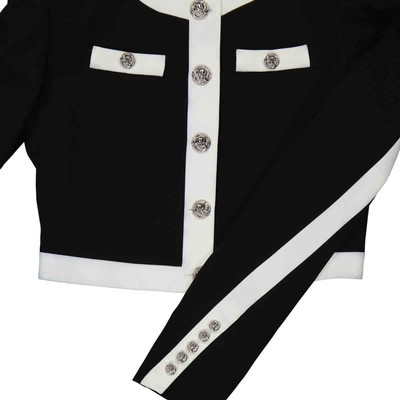 Pre-owned Philipp Plein Black And White Stretch Viscose Cady Jacket