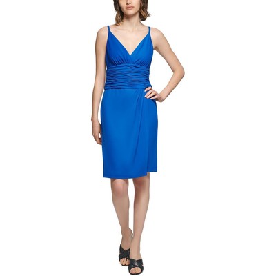 Женское синее платье-футляр Calvin Klein с рюшами на талии, 6 BHFO 5259