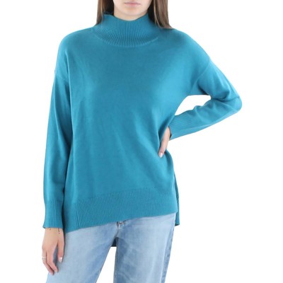 

Женский синий вязаный свитер с высоким воротником Eileen Fisher  BHFO 9174