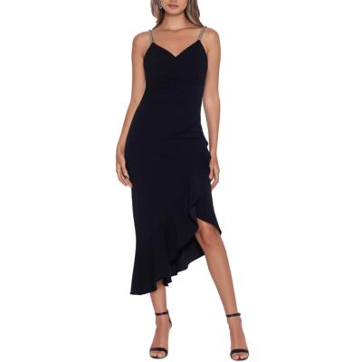 

Женское плиссированное длинное асимметричное платье-футляр Xscape Petites BHFO 6995, Черный