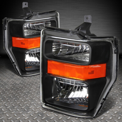 FOR 08-10 FORD F250 F350 SUPER DUTY BLACK HOUSING AMBER CORNER HEADLIGHT LAMPS