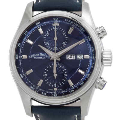 Pre-owned Armand Nicolet Mh2 Chronograph Automatic Blue Dial Men's Watch A647a-bu-p140bu2
