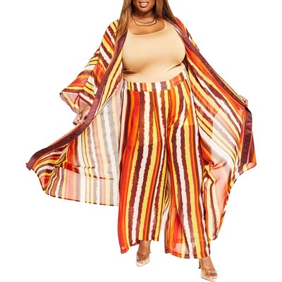 

Женское оранжевое шифоновое кимоно с принтом Nina Parker Plus  BHFO 6210, Warm stripe