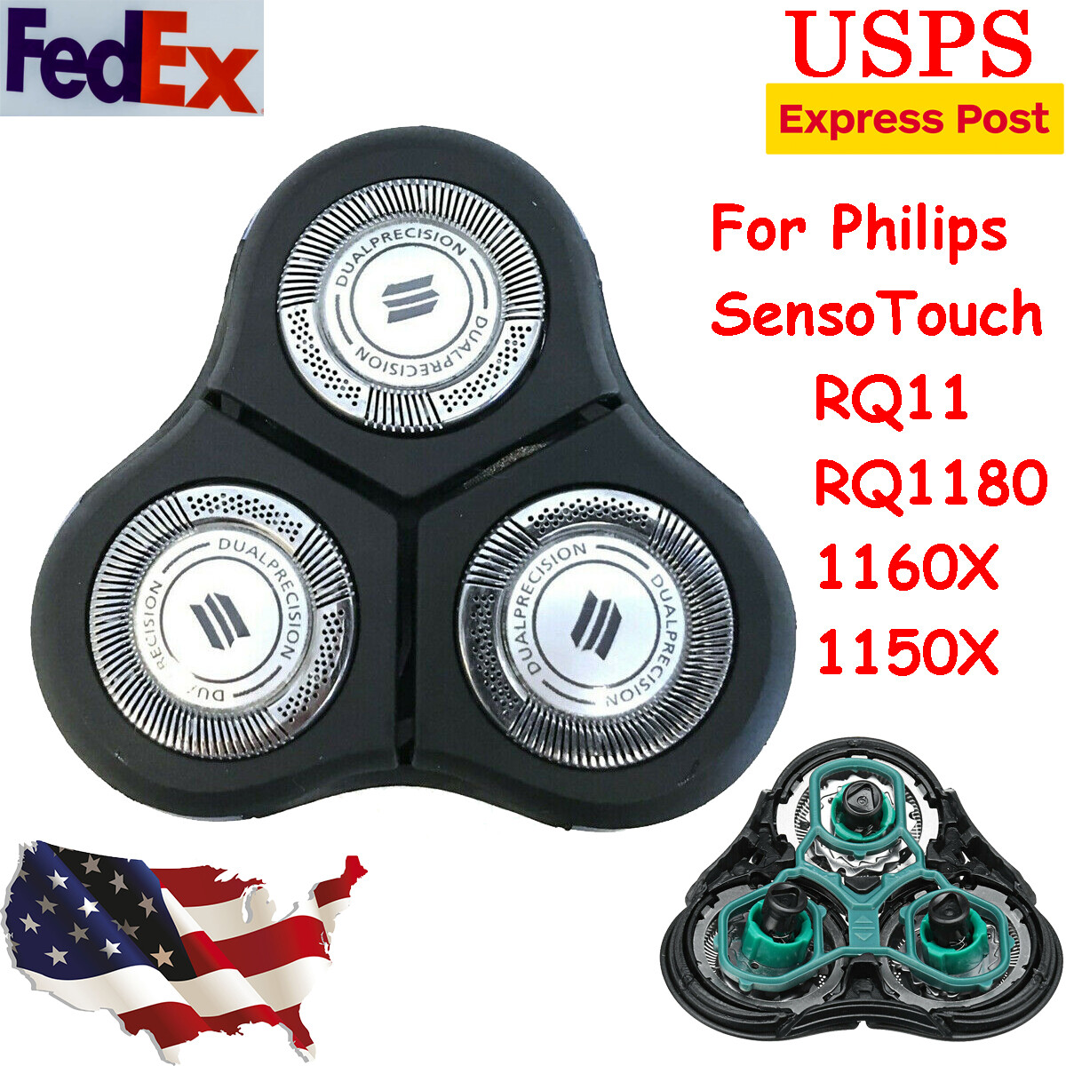 Replacement Shaver Head for SensoTouch RQ11 RQ1180 1150X 1160X Razor Blades