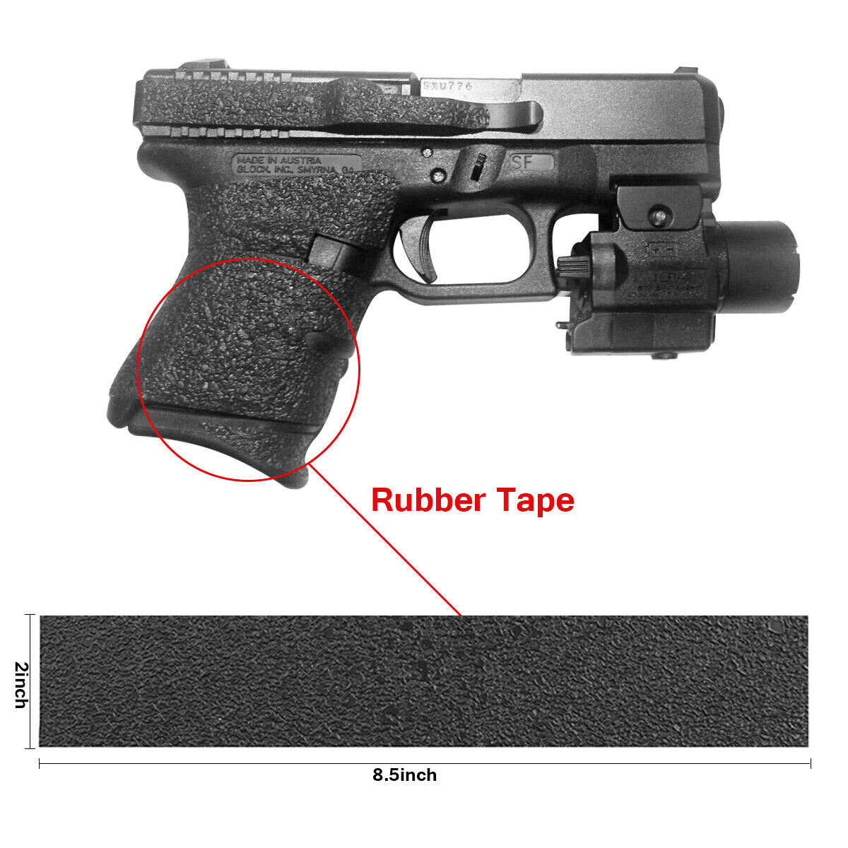 Handgun Pistol Rifle - Rubberized Non-slip Textured Wrap Gri