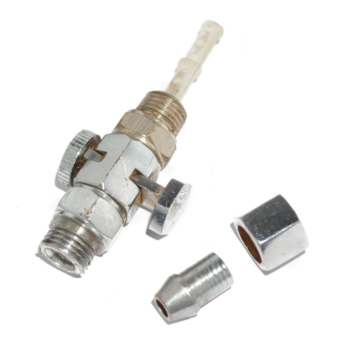 1/4" Fuel Tap Brass Chrome Plated Plunger Type Fits BSA AJS Ariel Triumph