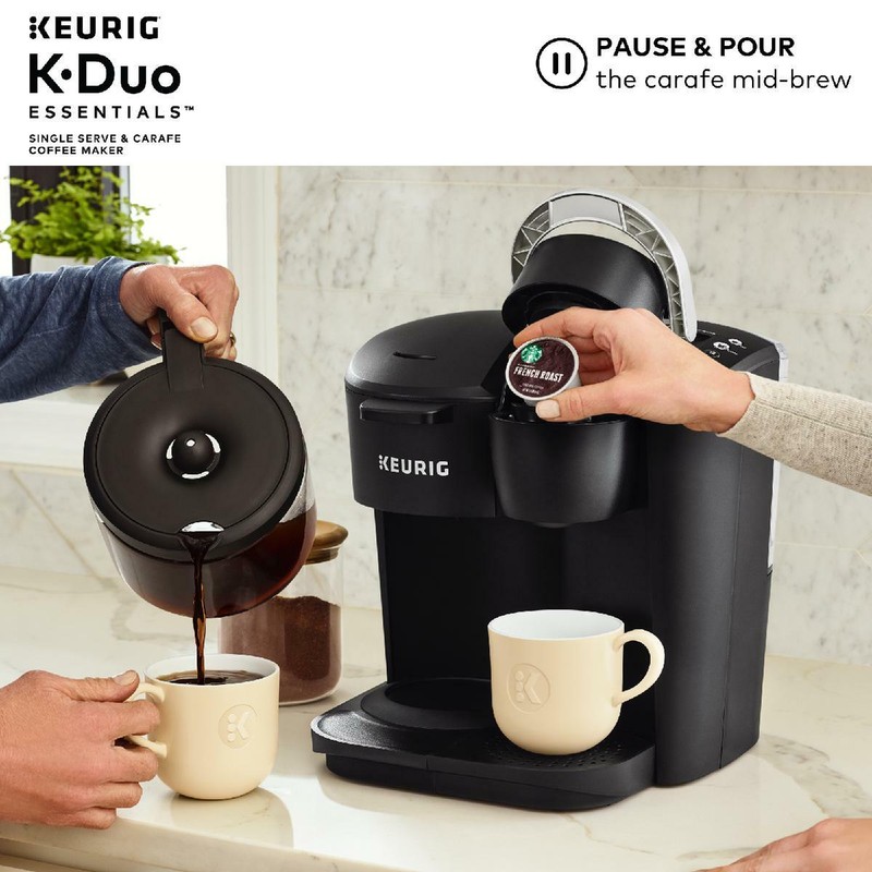 Keurig Coffee Maker K-Duo Essentials Single Serve K-Cup Pod 12 Cup Carafe Brewer