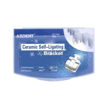 Dental Ortho Self-ligating Ceramic Brackets Braces Roth 022 Hooks 345 with Tool