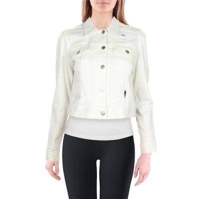 

Lauren Ralph Lauren Женская Белая Джинсовая Короткая Куртка Trucker Пальто  BHFO 7442, White wash