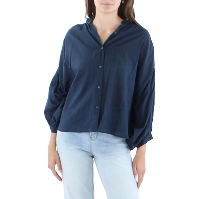 

Женская синяя блузка на пуговицах с хлопковым воротником Rebecca Taylor  BHFO 6544, Marine blue