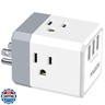 3-Outlet USB Wall Charger and Extender with 3-Way Splitter, ETL Listed - for Home, Office, Cruise Ship