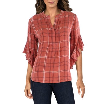 

Женская оранжевая блузка с рукавами до локтя Vince Camuto, топ Henley  BHFO 6694, Оранжевый