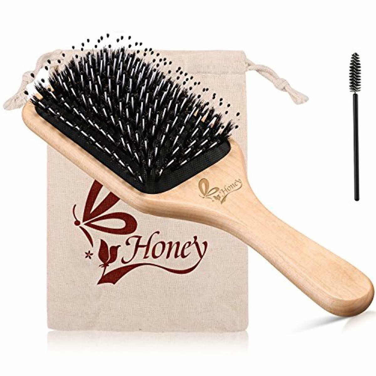 B Y Honey Hair Brush Natural Boar Bristle Hairbrush For Thick Long