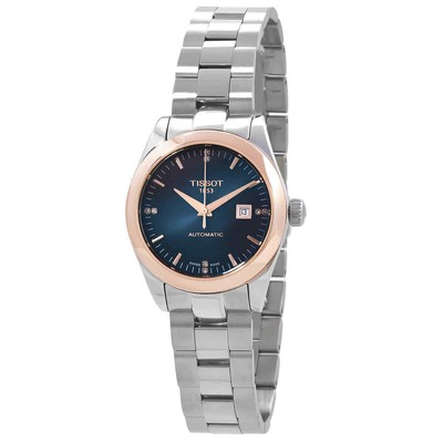 Женские часы Tissot T-My Lady с автоматическим сине-черным циферблатом, инкрустированным бриллиантами