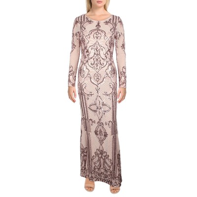 

Женское розовое вечернее платье макси с пайетками Betsy - Adam  BHFO 3392, Pink/mauve