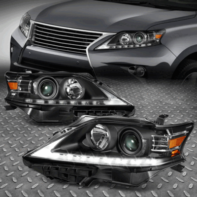 [LED DRL] ДЛЯ 13-15 ЛАМП ПРОЕКТОРА LEXUS RX350 RX450H КОМПЛЕКТ ФАР ЧЕРНЫЙ/ЯНТАРНЫЙ