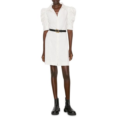 

Frame Womens White Denim Mini Puff Sleeves Shirtdress  BHFO 9072, Ecru