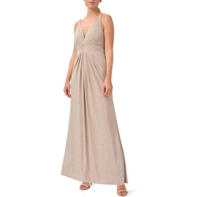 

Adrianna Papell Womens Metallic Maxi Evening Dress Gown BHFO 1780, Champagne
