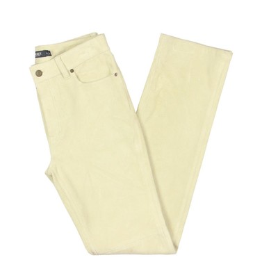 

Lauren Ralph Lauren Женские прямые замшевые брюки Goat Suede с высокой посадкой BHFO 2551, Pale parchment
