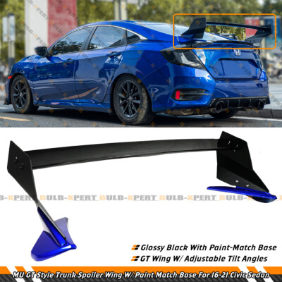 For 2016-2021 Honda Civic Sedan MU GT Style 2 Tone Blue Black Trunk Spoiler Wing