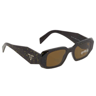 Pre-owned Prada Dark Brown Rectangular Ladies Sunglasses Pr 17ws 19d01t 49 Pr 17ws 19d01t
