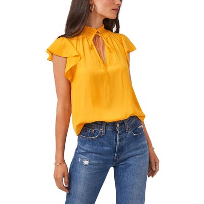 1.Женская желтая блузка с V-образным вырезом и коротким рукавом State Womens M BHFO 2400
