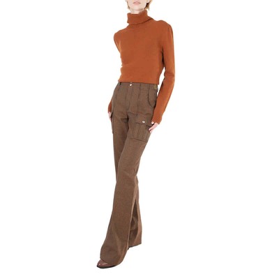 Pre-owned Chloé Chloe Ladies In Houndstooth Cotton Wool High-rise Flared Trousers, Brand Size 36 In Multicolor