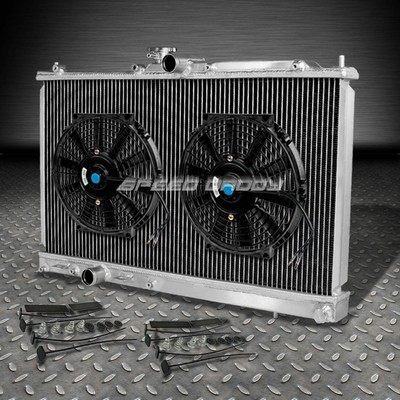 ДЛЯ 03-08 EVOLUTION EVO 8/9 CT9A ДВУХРЯДНЫЙ АЛЮМИНИЕВЫЙ РАДИАТОР+ 10-ЛОПАСТНЫЕ ЧЕРНЫЕ ВЕНТИЛЯТОРЫ