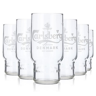 6x Carlsberg Bier Glas 0,5l Biergläser Tumbler Bierglas Becher Weißes Logo