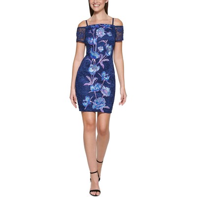 

Guess Женское кружевное облегающее платье до колена с вышивкой BHFO 4464, Navy multi