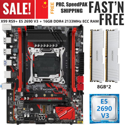 LGA 2011-3 X99 RS9 Motherboard E5 2690 V3 CPU 16GB DDR4 2133MHz ECC RAM M.2 Slot