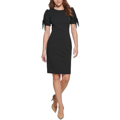

Женское черное коктейльное платье-футляр из крепа с завязками Calvin Klein  BHFO 7163, Черный