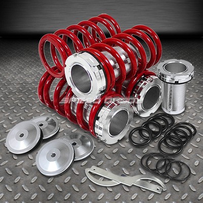 ПЕРЕДНЯЯ + ЗАДНЯЯ АЛЮМИНИЕВАЯ ПРУЖИНА COILOVER 0-3 ДЛЯ 93-97 HONDA DEL SOL EG1 / 2 EH1 / 6 КРАСНЫЙ